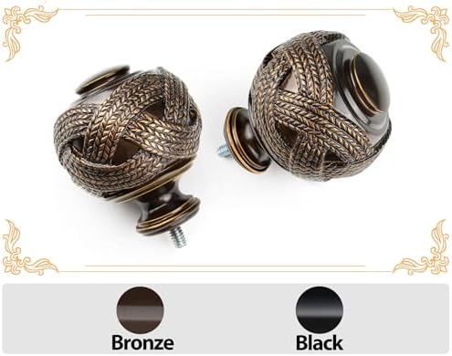 USFOOK Bronze Curtain Rods 48-84 Inch with Leaf Finials