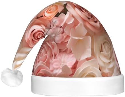 Beautiful Flower Cake3 Print Christmas Santa Hat Plush Light Up for Adult
