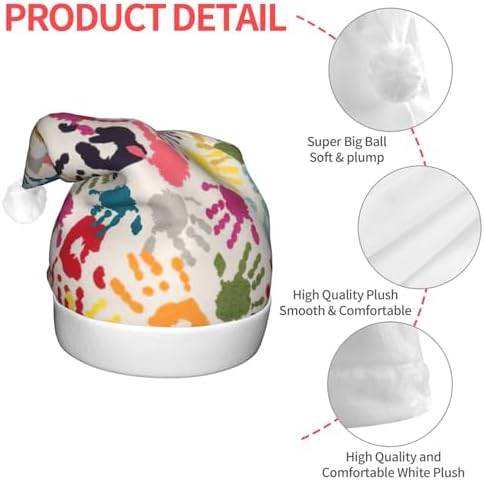 Hand Print Christmas Santa Hat Plush Light Up for Adult