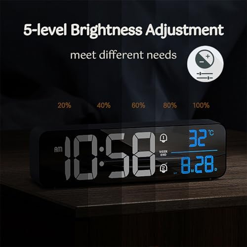 LED Alarm Clock with Voice Control and Dual Alarm