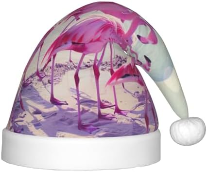 Flock of Pink Flamingos Christmas Santa Hat Small Size