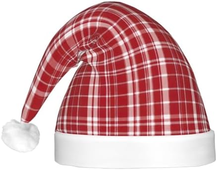 Plaid Red and Black Light Up Santa Hat for Adults