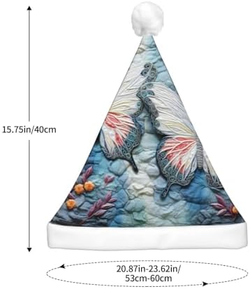 QinZheng Butterfly Stone Print LED Santa Hat for Adults