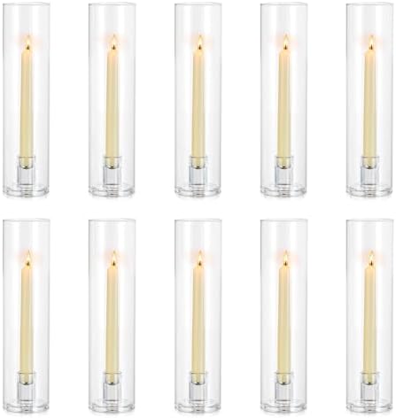 NUPTIO Windproof Hurricane Candle Holder Set 10 Pcs