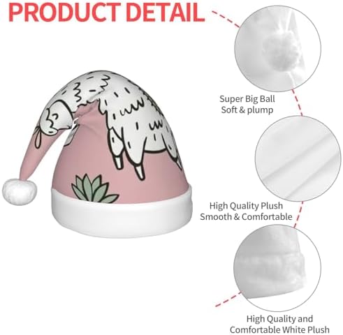Alpaca and Cactus Print Christmas Santa Hat Small Size 1