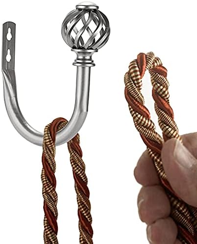 Sumnacon 2Pcs Metal Nest Curtain Holdbacks - Grey