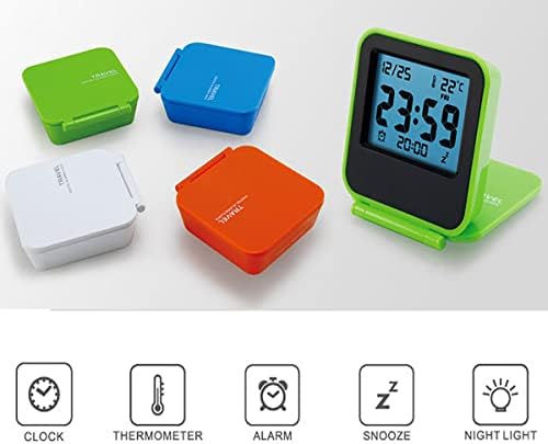 Compact Digital Travel Alarm Clock with Night Light and Folding Design