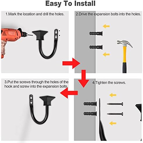 Sumnacon 4Pcs Square Metal Curtain Holdbacks Black