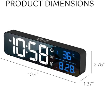 LED Alarm Clock with Voice Control and Dual Alarm