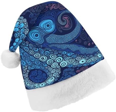 Christmas Santa Hat Blue Octopus Holiday Costume Headwear