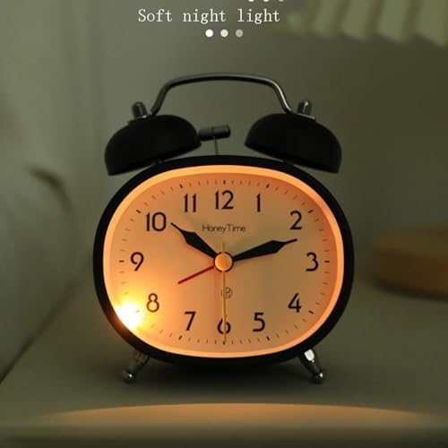 4 Inch Double Bell Alarm Clock with Backlight and Retro Style