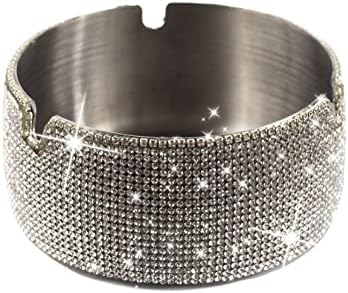 Silver Glitter Ashtray - Diamond Rhinestone Design