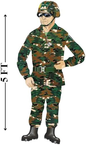 Large Army Soldier Cardboard Cutout 5 Feet Tall Party Decor