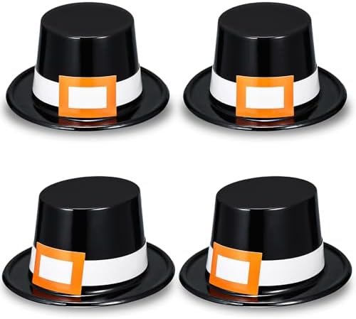 Liliful 4 Pcs Thanksgiving Pilgrim Hats Costume Accessory for Adults