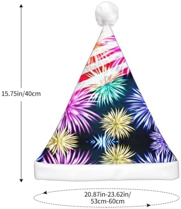 Patriotic 4th of July American Flag Print Christmas Santa Hat Plush Light Up