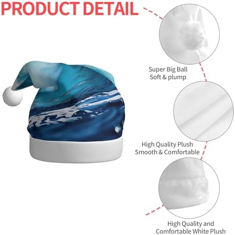 Big Ocean Wave HD Print Christmas Santa Hat Plush Comfortable