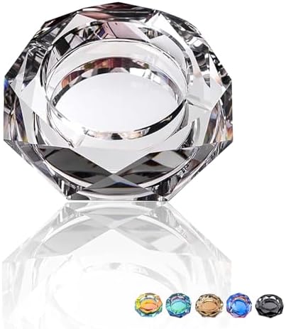 Coomin Crystal Glass Ash Tray with Iridescent Finish