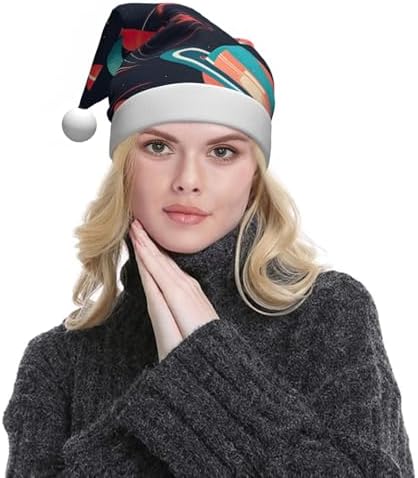 QinZheng Space Planets Print Santa Hat for Women