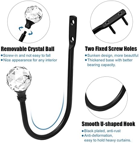 Crystal Curtain Holdbacks Black 4 Pack Heavy Duty