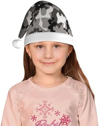 Zkyfll Christmas Santa Hat with Grey White Camo Print