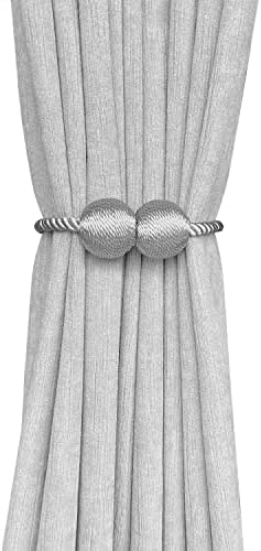 Melaluxe 4 Pack Magnetic Curtain Holdbacks Grey