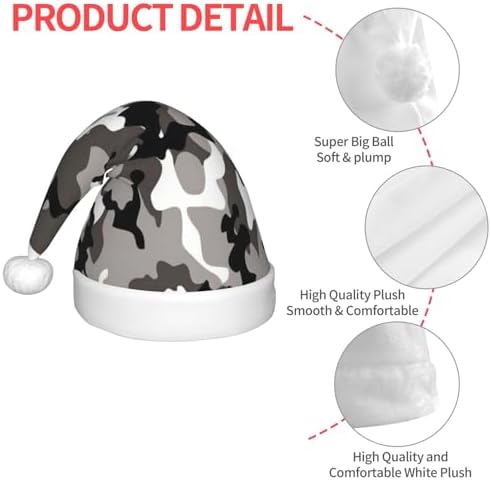 Zkyfll Christmas Santa Hat with Grey White Camo Print