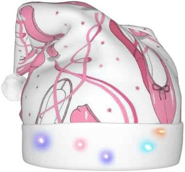 Pink Ballet Shoes Print Christmas Santa Hat for Adults