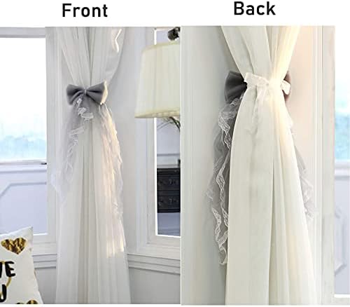 2 Pcs Gauze Curtain Tiebacks with Tassels
