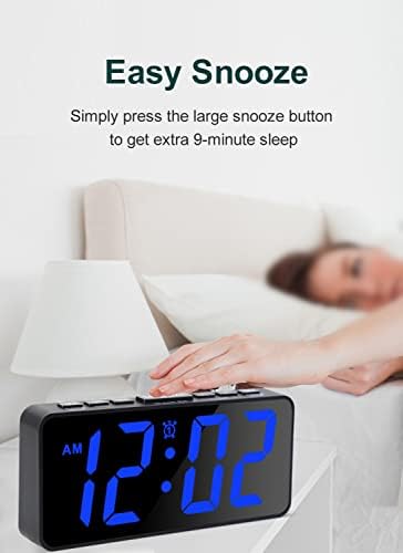75 Inch Digital Alarm Clock with Dimmer and Dual Alarms