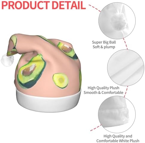QIN ZHENG Avocado Print LED Christmas Hat for Adults