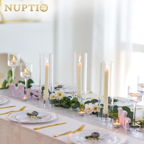 NUPTIO Windproof Hurricane Candle Holder Set 10 Pcs