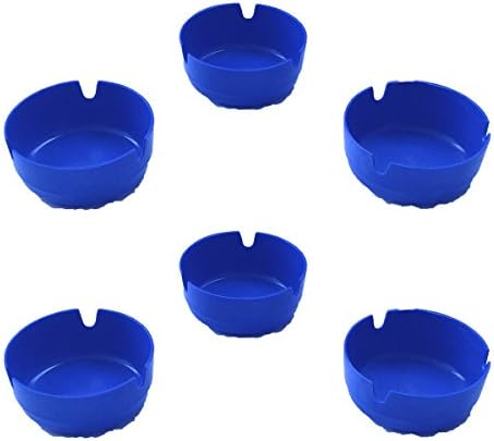 Home Set of 6 3 Inch Blue Round Ashtrays