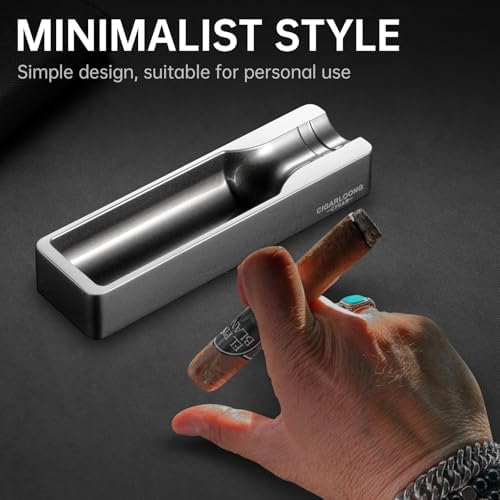 Cigar Ashtray Metal with Wide Cigar Slot Silver