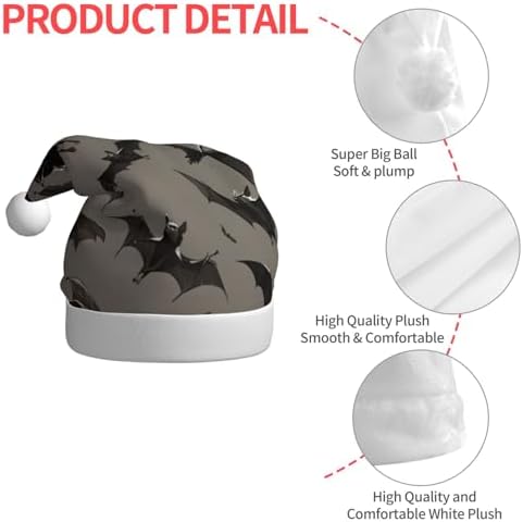 Halloween Bats Grey Santa Hat for Adults