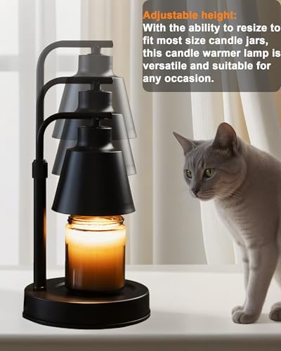 Candle Warmer Lamp with Timer - Adjustable Brightness and Height 2 Free Bulbs Included