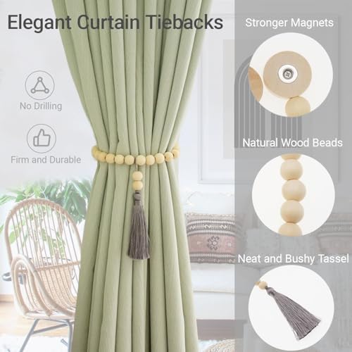 Magnetic Tassel Curtain Tiebacks - Set of 4 Grey
