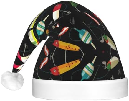 Fishing Lure Christmas Santa Hat Plush Light Up Funny Adult Hat