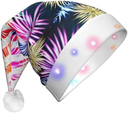 Patriotic 4th of July American Flag Print Christmas Santa Hat Plush Light Up