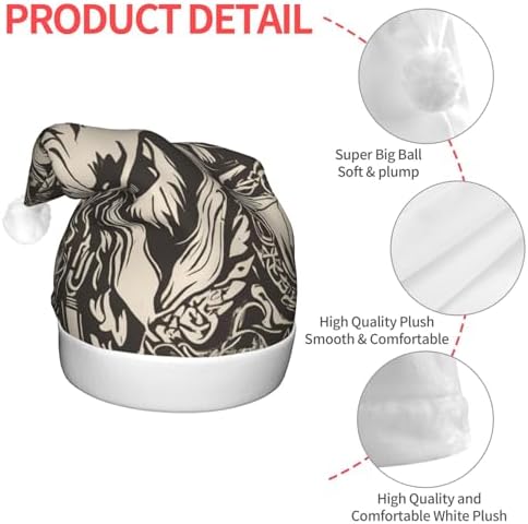 Wolf Motifs Food01 Print Santa Hat Plush Light Up Christmas Adult Hat