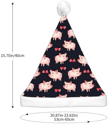 Red Cute Piggy Print LED Light-Up Santa Hat for Adults