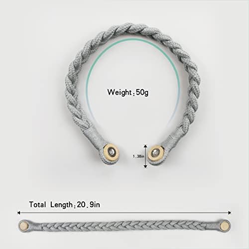 6 Pack Grey Magnetic Curtain Tiebacks with Wooden Buckle