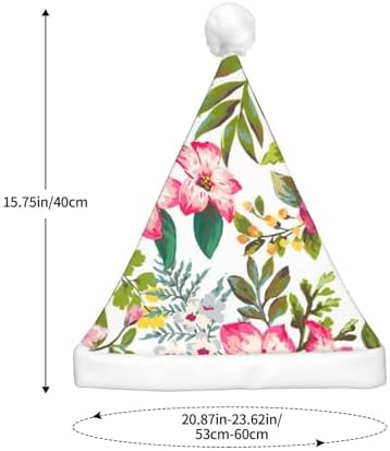 Hibiscus Flowers Christmas Santa Hat Plush Light Up Funny Adult Party Hat