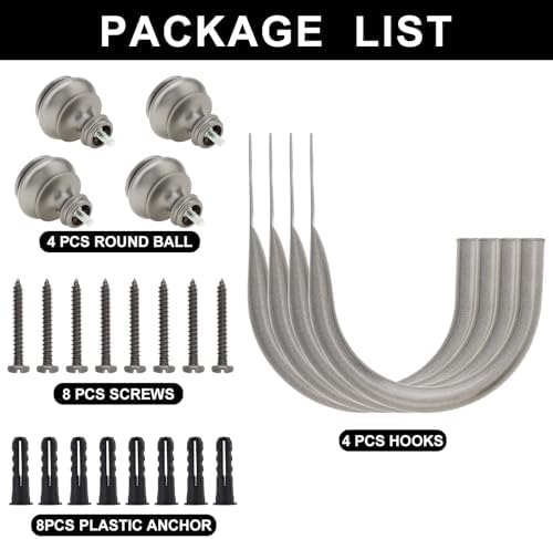 Curtain Holdbacks 4 Pack Grey Wall Mounted Hooks