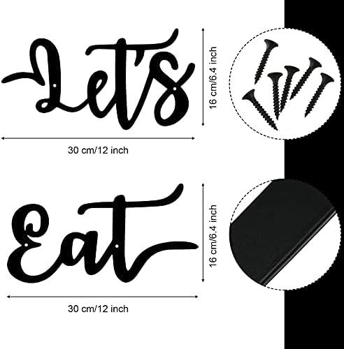 Hotop 2 Piece Lets Eat Metal Wall Sign Set