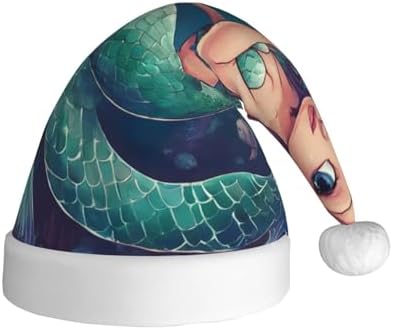 QINZHENG Mermaid Print Santa Hat for Women