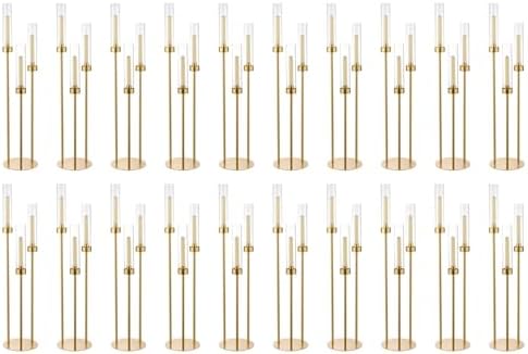 Vincidern 20pcs Gold Candelabra with Acrylic Lampshade