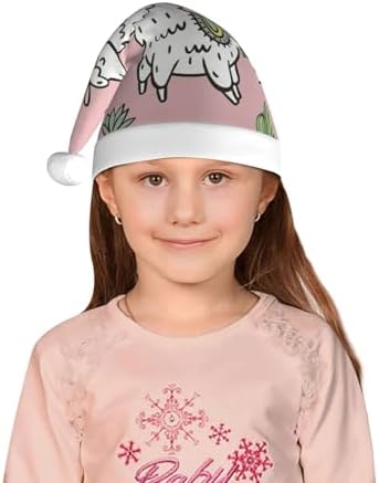 Alpaca and Cactus Print Christmas Santa Hat Small Size
