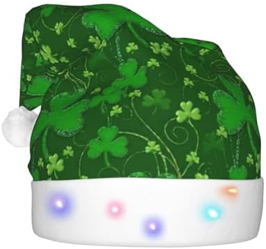 St Patricks Day Glitter Print LED Christmas Hat for Adults