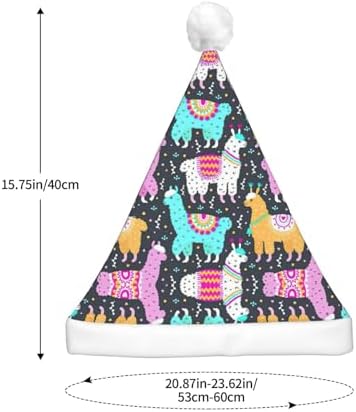 Indian Alpaca Print Christmas Santa Hat Plush LED Light Up for Adults