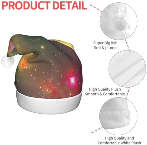 Beautiful Galaxy Print Christmas Santa Hat Plush Light Up